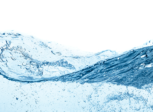 Clear blue wavy water on white background