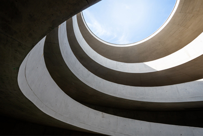 Modern driveway in a parking garage in Leipzig, Germany